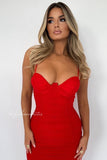 VESTIDO SASHA MESH TUBO DRAPEADO ROJO