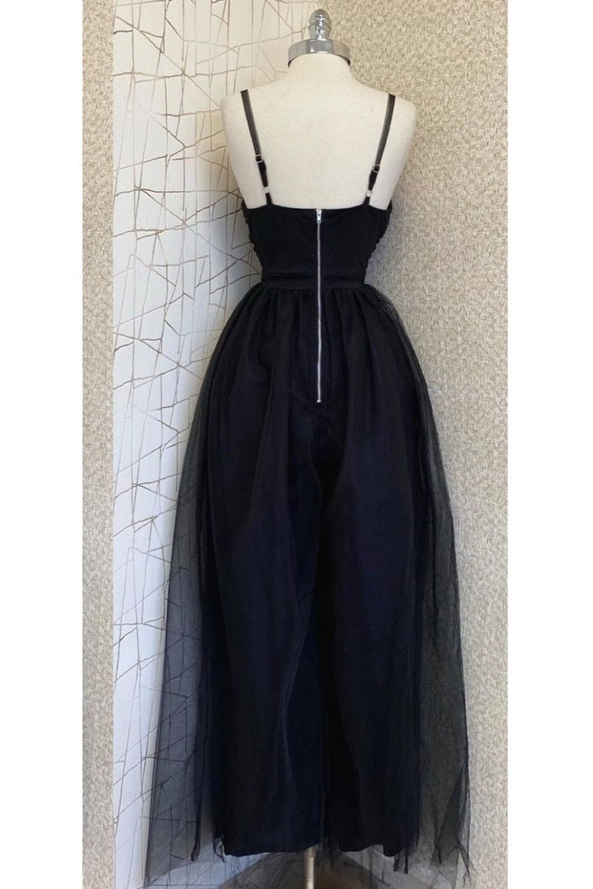 MAXI JUMPSUIT LUA TULLE NEGRO