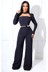 JUMPSUIT AIXA NEGRO CINTURON DORADO