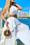 SET JUMPSUIT LEYLANI PLISADO HALTER BLANCO