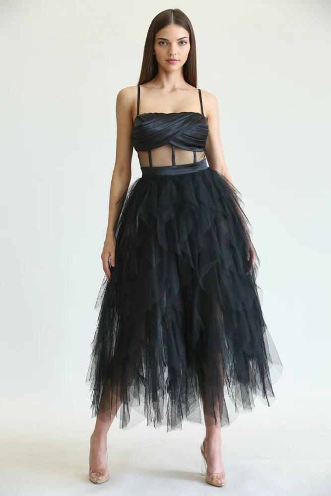 VESTIDO CHLOE TULLE NEGRO MESH