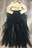 MAXI VESTIDO TULLE GABARDINA NUDE/NEGRO