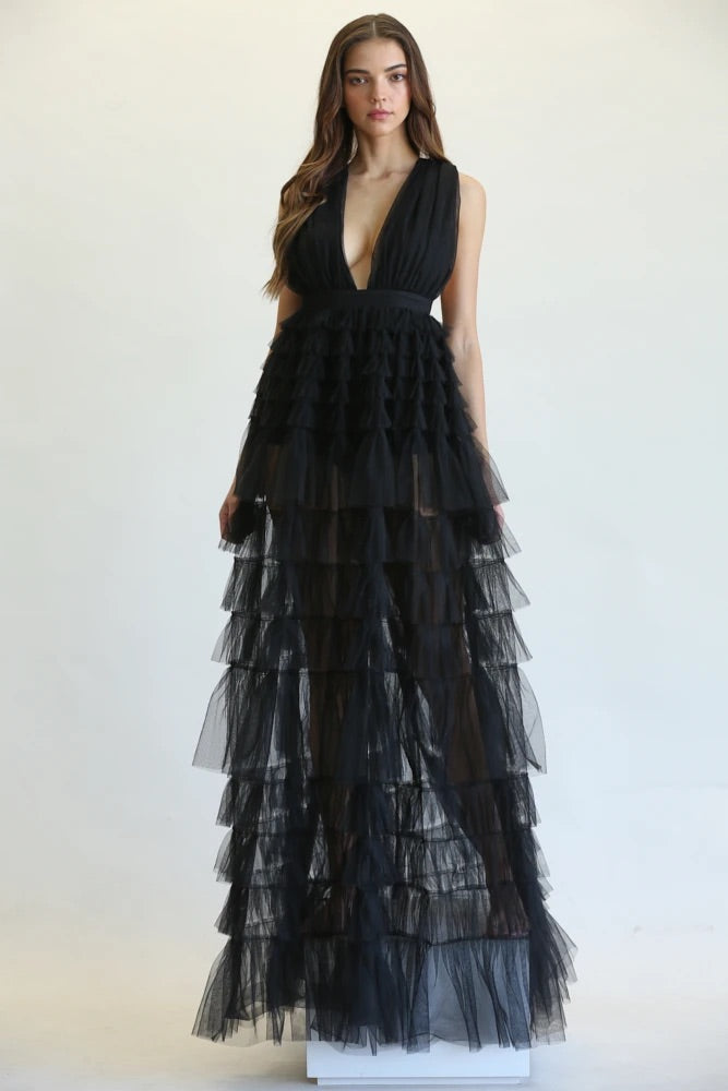 MAXI VESTIDO AFRODITA TULLE NEGRO