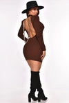 VESTIDO NUBIA CAFE CADENAS