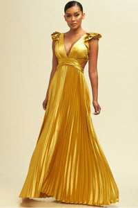MAXI VESTIDO STELLA ORO PLISADO