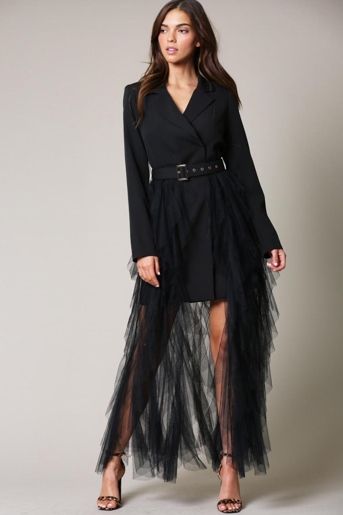 MAXI VESTIDO TULLE/SACO  NEGRO