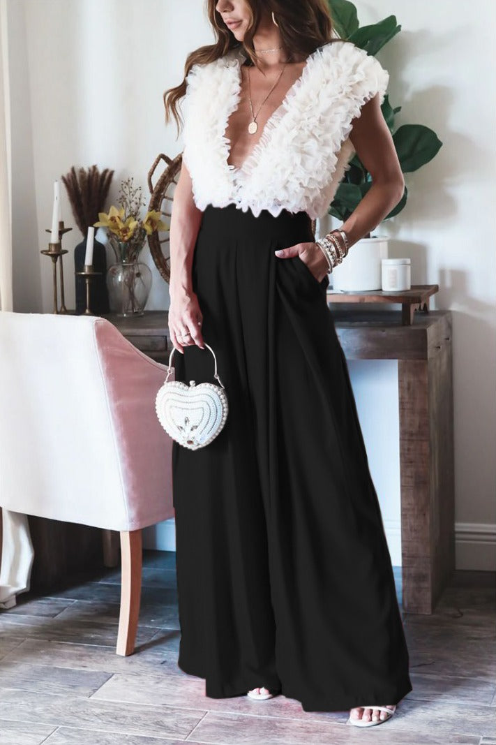 Boda Look Pantalon Palazzo Negro Pantalon Palazzo Negro Estampado