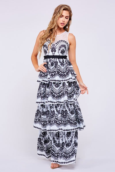 MAXI VESTIDO WAVES BLANCO/NEGRO.