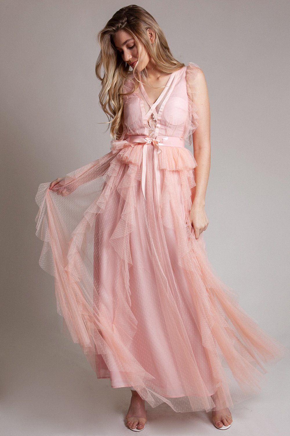 MAXI VESTIDO PIA TULLE PALO DE ROSA