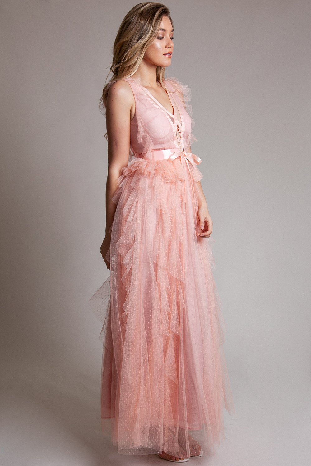 MAXI VESTIDO PIA TULLE PALO DE ROSA