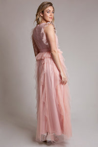 MAXI VESTIDO PIA TULLE PALO DE ROSA