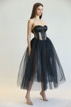 VESTIDO THALIA TULLE NEGRO STRAPLESS